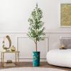 Artificial Tree in Almond Blossom Tree Pattern Planter, Fake Olive Silk Tree for Indoor and Outdoor Home Decoration - 68" Overall Tall (Plant Pot Plus Tree) view 1