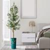Artificial Tree in Almond Blossom Tree Pattern Planter, Fake Olive Silk Tree for Indoor and Outdoor Home Decoration - 68" Overall Tall (Plant Pot Plus Tree) view 3