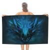 Kazynee Boys Teen Cartoon Blue DragonBeach Towel,Fantasy Magic Dragon Blue Eyes PrintingSand-Absorbing Microfiber Beach Towel for Beach, Travel, Bathroom Decoration. view 1