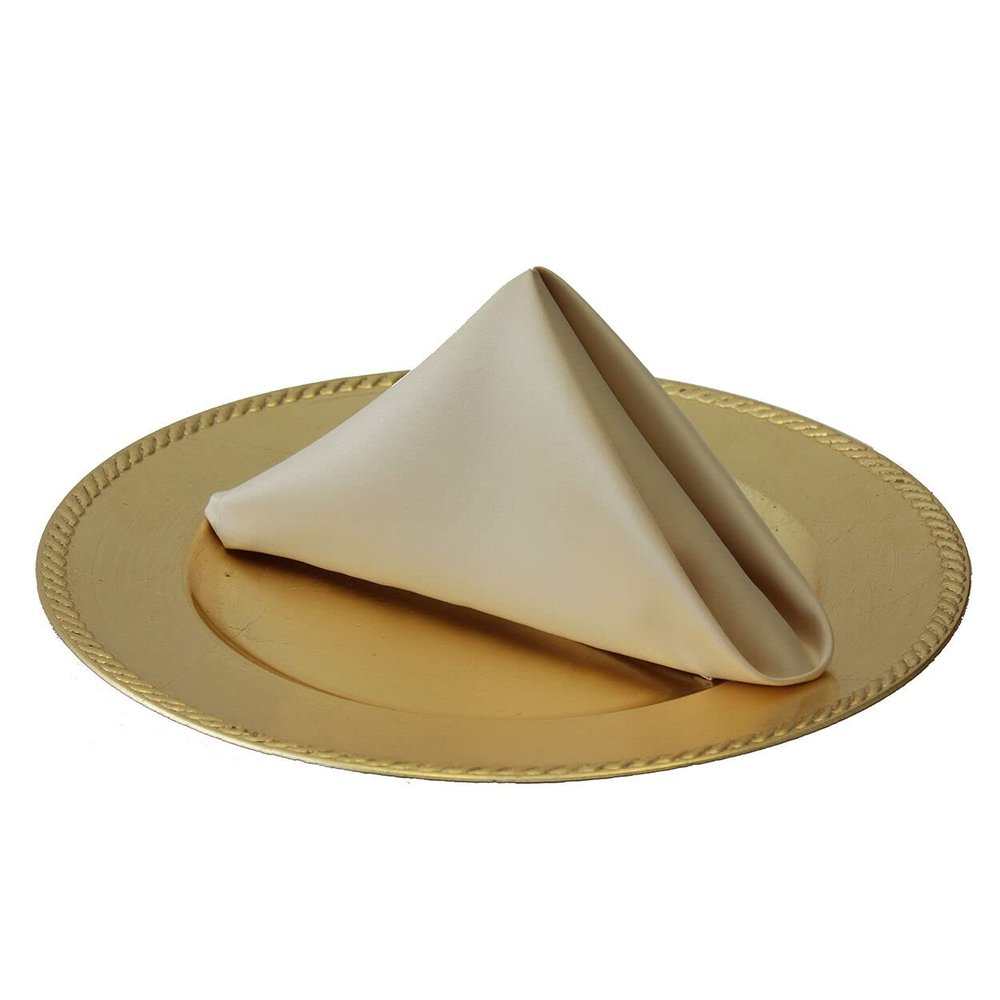 20 Inch Square Lamour Satin Napkins (Pack of 10),Restaurant Quality (Champagne)