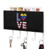 USA Venezuela Flag Heart Key Holder for Wall Decor with 5 Hooks PU Wall Mounted Keys Hanger Organizer view 1
