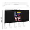 USA Venezuela Flag Heart Key Holder for Wall Decor with 5 Hooks PU Wall Mounted Keys Hanger Organizer view 2