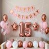 15th Birthday Party Balloons Decorations Rose Gold for Girls, 15th Birthday Banner Number 15 Birthday Foil Balloons Confetti Balloons for Girls Her Daughter 15 Year Old Birthday Supplies(15th) view 1