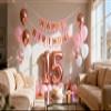 15th Birthday Party Balloons Decorations Rose Gold for Girls, 15th Birthday Banner Number 15 Birthday Foil Balloons Confetti Balloons for Girls Her Daughter 15 Year Old Birthday Supplies(15th) view 2
