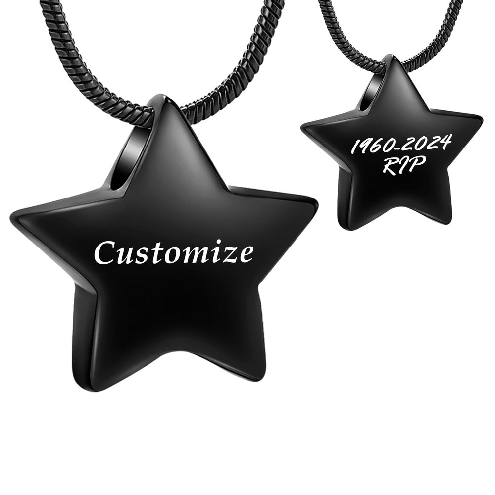 mingkejw Moon Star Urn Necklace for Ashes Cremation Jewelry for Women Men Stainless Steel Memorial Necklaces Ash Holder for Human Pets Keepsake Jewelry for Loved Ones with Fill Tool