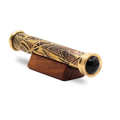 Brass Handmade Teleidoscope, Vintage Look Kaleidoscope with Wooden Display Stand, Nautical Dcor for Gifting, Antique Finish Gift for Husband, Graduation Day, Retirement, Christmas
