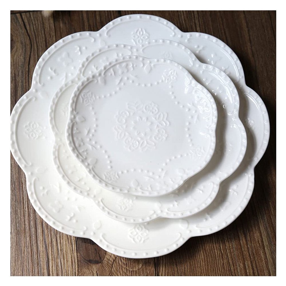 Dessert Plate Dinner Plates Set of 3, 9.84in Ceramic Dish Set for Steak Salad Pasta Appetizer Plate and Dessert Microwave Oven and Dishwasher Safe Dinnerware Set(Pink) Serving Plate ( Color : Gold )