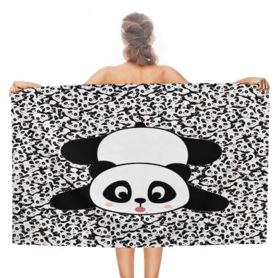 Kazynee Lovely Cartoon Panda Beach Towel,Cute Forest Animal Panda Microfiber Beach Towel, Extra Large Adult Beach Towel.