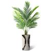 Artificial Tree in Black White Wood Tree Rings Pattern Planter, Fake Areca Tropical Palm Silk Tree for Indoor and Outdoor Home Decoration - 66" Overall Tall (Plant Pot Plus Tree) view 2