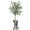 Artificial Tree in Black White Wood Tree Rings Pattern Planter, Fake Eucalyptus Silk Tree for Indoor and Outdoor Home Decoration - 66" Overall Tall (Plant Pot Plus Tree) view 2