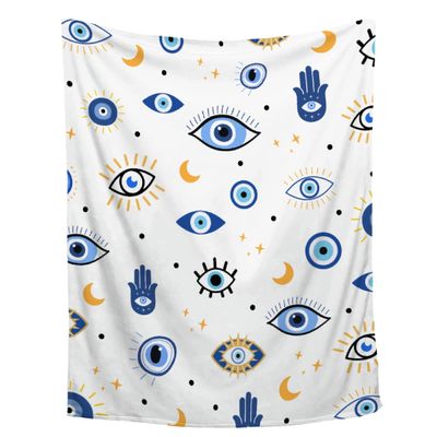 Amilient Evil Eye Throw Blanket,Plush & Comfy Magic Evil Eye Pattern Flannel Blanket,Evil Eye Gift for Women,Evil Eye Decor for Car Couch Bedroom All Seasons,90"x120"-Familys/King Size