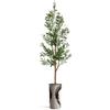 Artificial Tree in Black White Wood Tree Rings Pattern Planter, Fake Olive Silk Tree for Indoor and Outdoor Home Decoration - 68" Overall Tall (Plant Pot Plus Tree) view 2