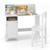 Costzon Kids Desk and Chair Set, Wooden Children Study Table with Storage, Hutch, Cork Bulletin Board, Whiteboard & Marker, Student Computer Workstation Writing Desk for Kids Bedroom, School, White view 1