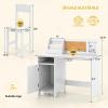 Costzon Kids Desk and Chair Set, Wooden Children Study Table with Storage, Hutch, Cork Bulletin Board, Whiteboard & Marker, Student Computer Workstation Writing Desk for Kids Bedroom, School, White view 3