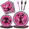 OBUSATT 96Pcs Cheerleader Party Supplies Cheerleading Paper Plates Napkins Gymnastics Party Decorations Girls' Birthday Dinnerware Party Favor Tableware Serves 24 view 1