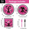 OBUSATT 96Pcs Cheerleader Party Supplies Cheerleading Paper Plates Napkins Gymnastics Party Decorations Girls' Birthday Dinnerware Party Favor Tableware Serves 24 view 2