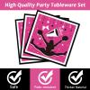OBUSATT 96Pcs Cheerleader Party Supplies Cheerleading Paper Plates Napkins Gymnastics Party Decorations Girls' Birthday Dinnerware Party Favor Tableware Serves 24 view 4