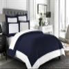RIANBHI Full Size Egyptian Cotton 500 GSM Designer Border Reversible Comforter Set 3 Piece (Comforter + 2 Pillowshams) 1000 Thread Count - White/Navy Blue view 1