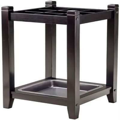 FSunKoFu Umbrella Stand Rack for Entryway Hallway Front Door, Square Umbrella Holder Organizer, Solid Wooden Umbrella Stand with Tray and Hooks for Home Entryway Hallway Apartment, 66cm H