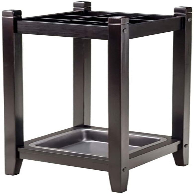 FSunKoFu Umbrella Stand Rack for Entryway Hallway Front Door, Square Umbrella Holder Organizer, Solid Wooden Umbrella Stand with Tray and Hooks for Home Entryway Hallway Apartment, 66cm H