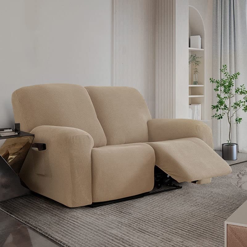 Stretch Velvet 1 2 3 Seater Recliner Sofa Cover Leather and Fabric Recliner Cover Anti-Slip Side Pocket Electric Recliner Sofa Cover Scratch Resistant Dustproof Sofa Protection Super Convenient Four S