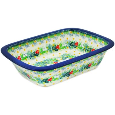 Polmedia Polish Pottery Rectangular Baker UNIKAT - Twinkle Stars Pattern Handmade in Boleslawiec Poland by Ceramika Artystyczna + Certificate of Authenticity