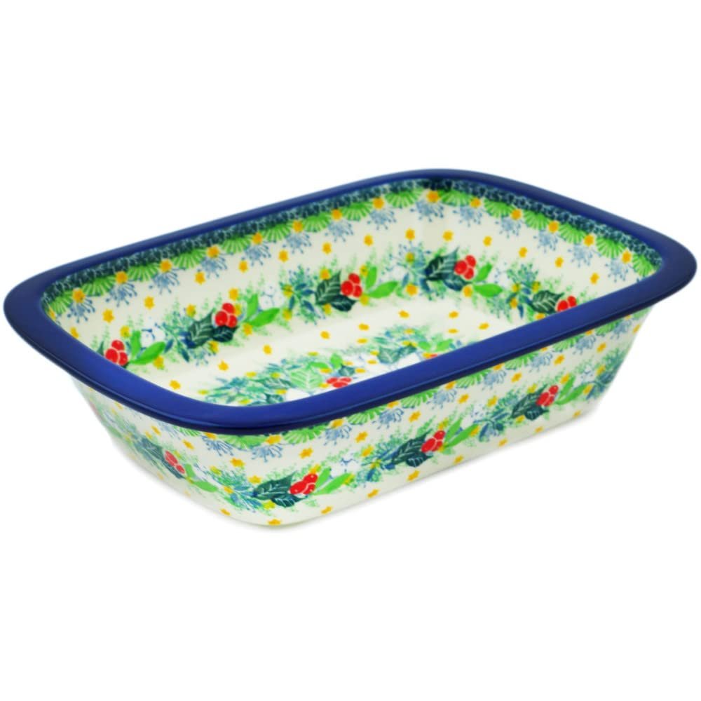 Polmedia Polish Pottery Rectangular Baker UNIKAT - Twinkle Stars Pattern Handmade in Boleslawiec Poland by Ceramika Artystyczna + Certificate of Authenticity