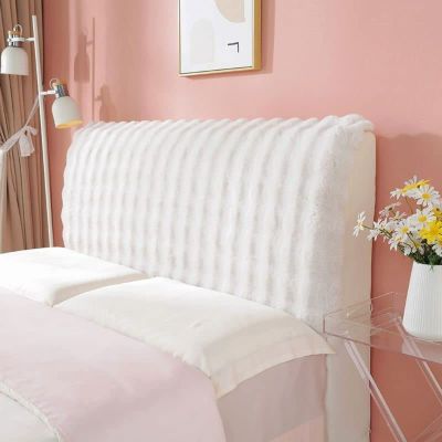 EFELIM Faux Rabbit Bed Headboard Slipcover for Queen King Full Cal King, Plush Bed Headboard Cover Soft Dustproof Protector Cover Bedroom Decor (Rice White,Queen:150CM/59in)