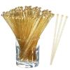 100 Pieces of Clear and Gold Glitter Swizzle Sticks - 7in Ball Head Stirrer for Cocktails, Coffee, and Cake Pops - Disposable Plastic Crystal Round Top StirrersQ view 1