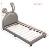 Aiuyesuo Leather Upholstered Platform Bed with Rabbit Ears Headboard, Twin Size PU Leather Kids Platform Bed Frame with Sturdy Slatted Support for Kids Boys Girls Bedroom (Gray-T) view 2