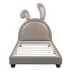 Aiuyesuo Leather Upholstered Platform Bed with Rabbit Ears Headboard, Twin Size PU Leather Kids Platform Bed Frame with Sturdy Slatted Support for Kids Boys Girls Bedroom (Gray-T) view 4