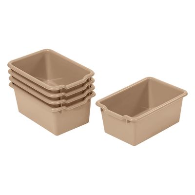 ECR4Kids Scoop Front Storage Bin, Multipurpose Organization, Sand, 5-Piece