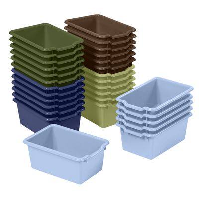 ECR4Kids Scoop Front Storage Bin, Multipurpose Organization, Earthtone, 30-Piece