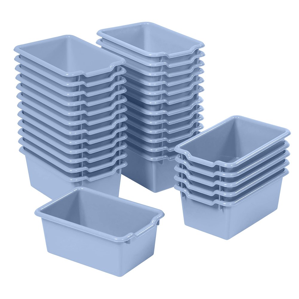 ECR4Kids Scoop Front Storage Bin, Multipurpose Organization, Powder Blue, 30-Piece