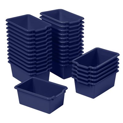 ECR4Kids Scoop Front Storage Bin, Multipurpose Organization, Navy, 30-Piece