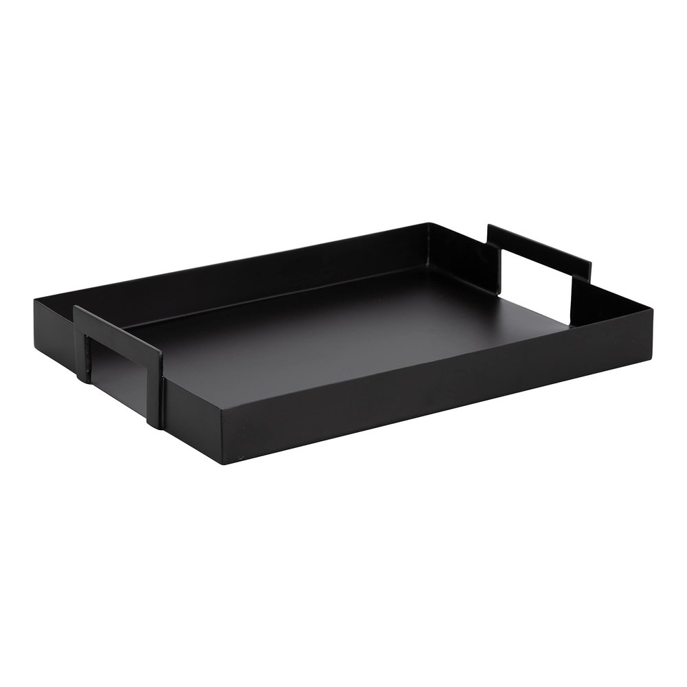 Kate and Laurel Myo Modern Sleek Metal Rectangle Tray; 17 x 13 x 3; Black; Contemporary Minimal Rectangular Decorative Tray for Storage; Display; and Decor