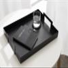Kate and Laurel Myo Modern Sleek Metal Rectangle Tray; 17 x 13 x 3; Black; Contemporary Minimal Rectangular Decorative Tray for Storage; Display; and Decor view 3