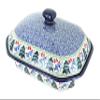 Blue Rose Polish Pottery - Winter Bells Medium Covered Baker - 3 Cup Capcaity - Ceramic Baking Dish, Festive Design, Perfect Christmas Gift view 1