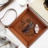 Bella Busta- 35 Years Anniversary- Traditional Coral 35th Wedding Anniversary-Engraved Leather Tray with Corals Design and 35 Years with a Detailed Breakdown (9x9 (Tray Rawhide)) view 2