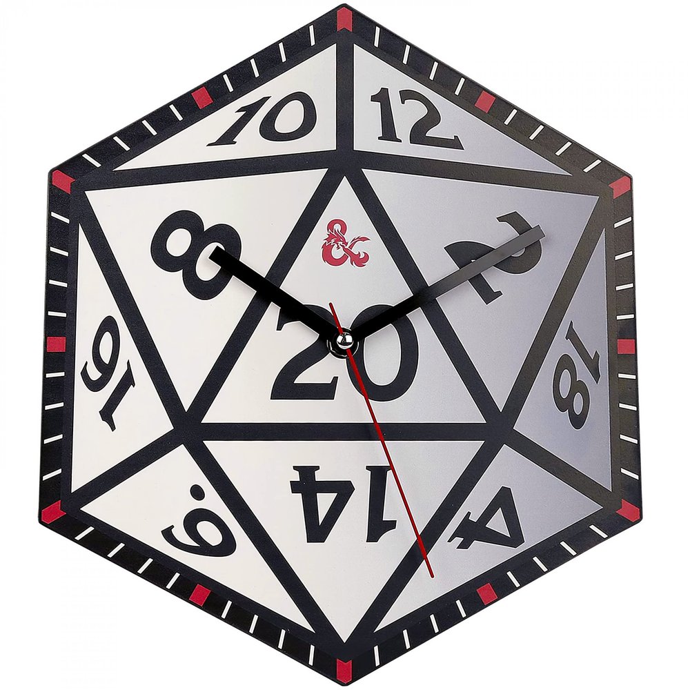 Accutime Dungeons & Dragons D20 Dice 12 Inch Metal Wall Clock