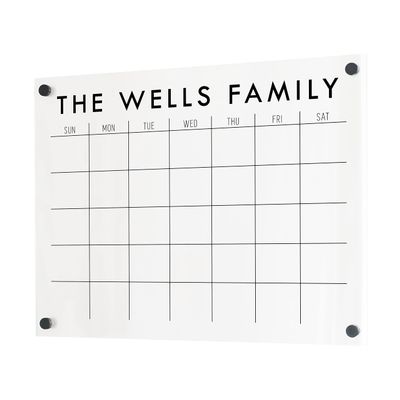Monthly Acrylic Fridge Calendar (18"W x 14"H, Black Standoffs)
