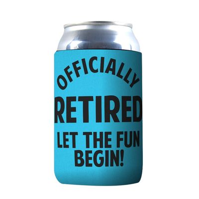 1 Pack - Gag Gift Retired Let The Fun Begin Drink Cooler Sleeve