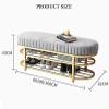 Comfortable Velvet Entrance Bench, Modern Seat Shoe Rack Bench with 2 Tier Gold Shoe Rack, Hallway Organizer,Pink,100X32X43Cm(39X13X17Inch) view 2