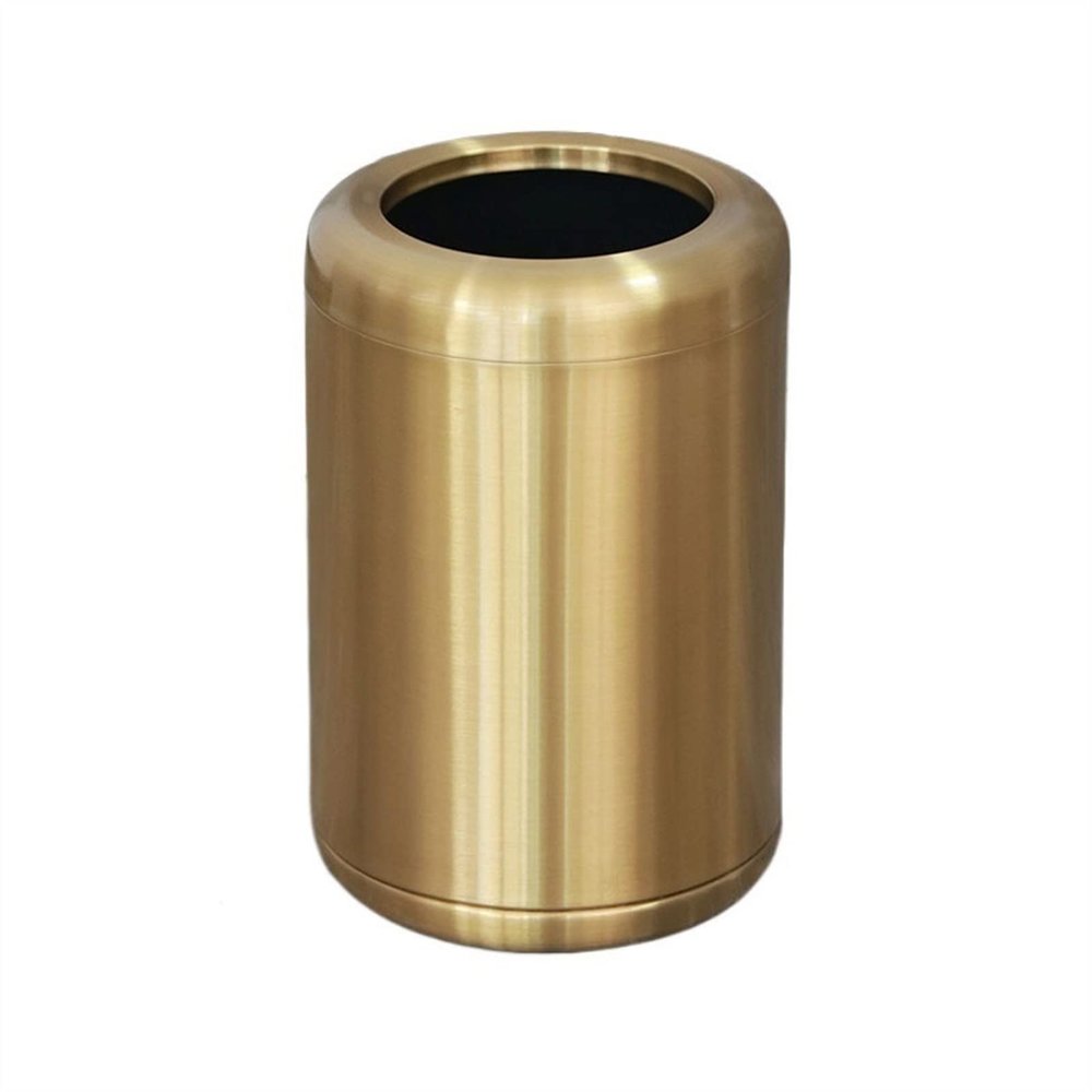 Kitchens Trash Can 10L Large-Capacity Stainless Steel Trash Can Household Living Room Double-Layer Uncovered Garbage Can Bedroom Kitchen Commercial Trash Can Home Office - Holds Waste (Color : Gold)