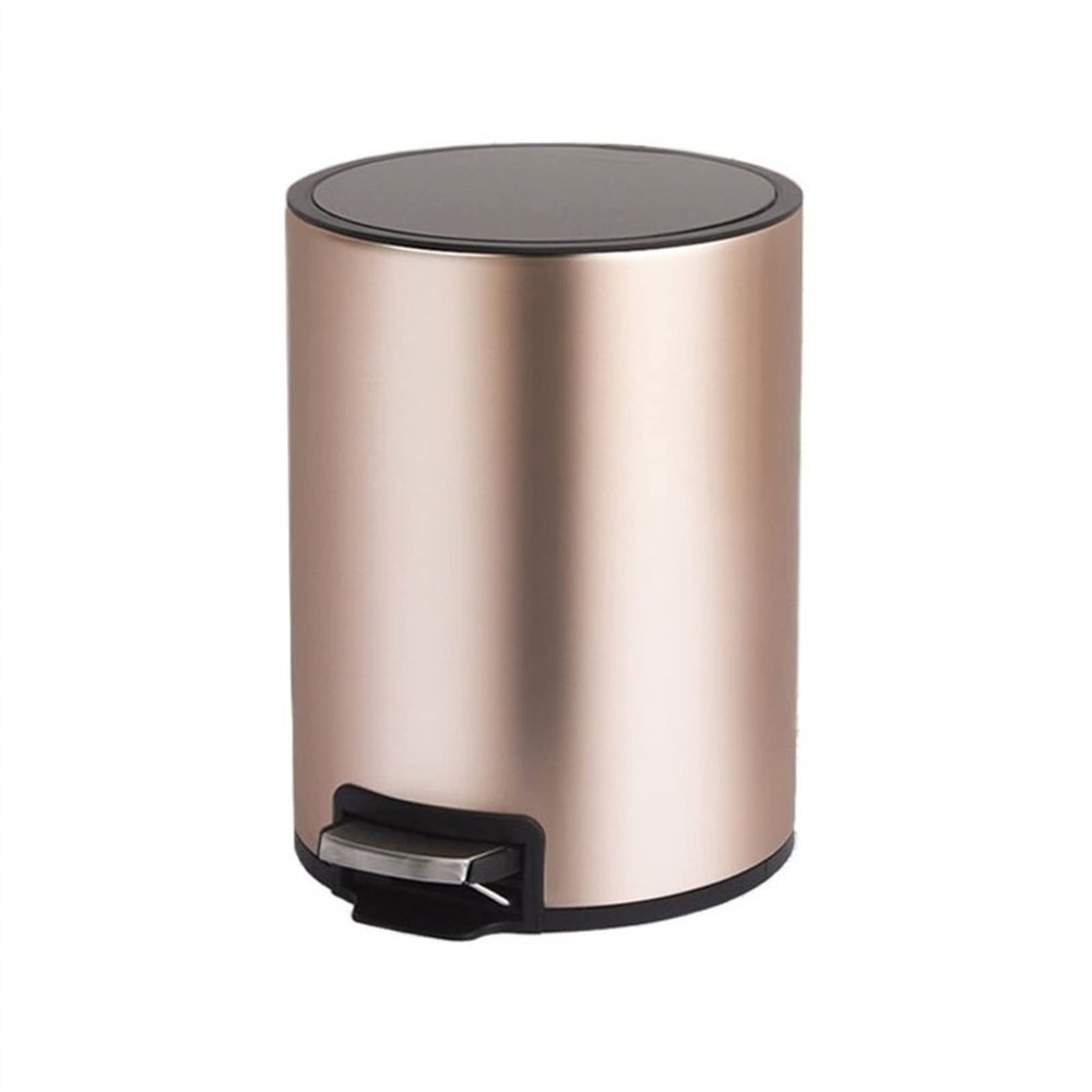 DYPASA Garbage Can 8L Foot-Operated Trash Can with Lid Large Capacity Stainless Steel Trash Can for Living Room Toilet Kitchen Trash Bin (Color : Gold)