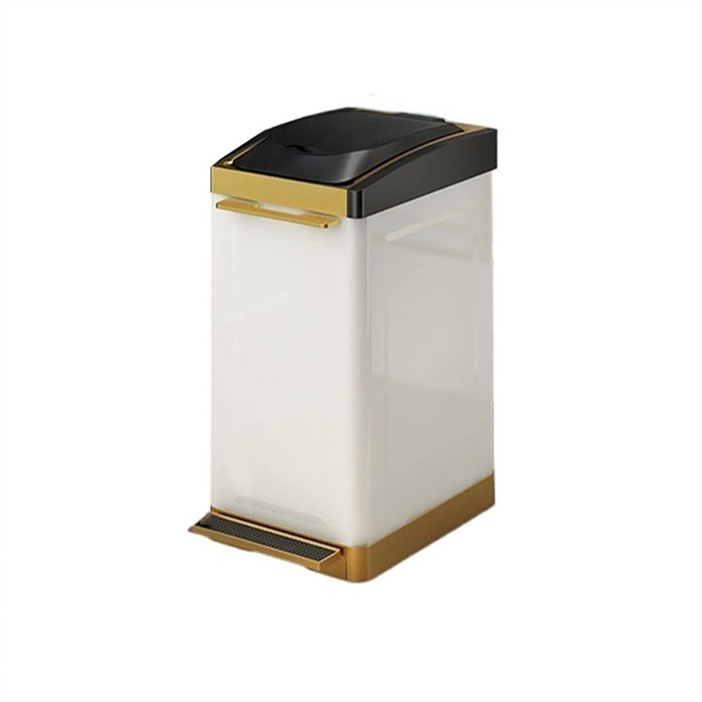 DYPASA Garbage Can Stainless Steel Trash Can Large-Capacity Foot-Operated Trash Can Garbage Storage Basket with Silent Opening Lid, 12L Trash Bin (Color : Gold)