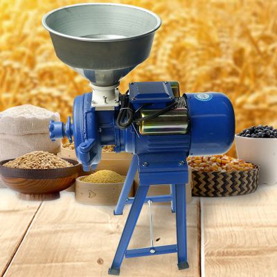 BEESOM Electric Grinder, High Power Adjustable Thickness Grain Mill Electric, Wet and Dry Powder Machine for Herb Rice Corn Grain Coffee Wheat (Wet and Dry),Blue-110V
