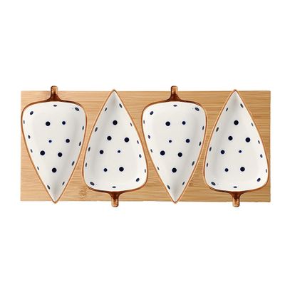 Dessert Bowls Dipping Sauce Dish Japanese Style Leaf Shape Ceramic Sauce Dishes 3.35 Inch Condiments Dish Dipping Plates Soy Sauce Vinegar Appetizer Dishes or Seasoningwith Tray Bowl Set (Color : E