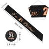 Topfunyy 21st Birthday Tiara and Sash Set - 'I'm 21 Bitches' Black Glitter Sash Crystal Crown Birthday Gift for Girls 21st Party Supplies view 2