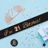 Topfunyy 21st Birthday Tiara and Sash Set - 'I'm 21 Bitches' Black Glitter Sash Crystal Crown Birthday Gift for Girls 21st Party Supplies view 4